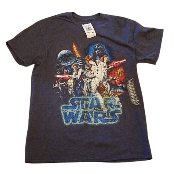 Star Wars T Shirt Tee Luke Leia Han Darth Vader A New Hope Episode IV Men's MED - Picture 1 of 8